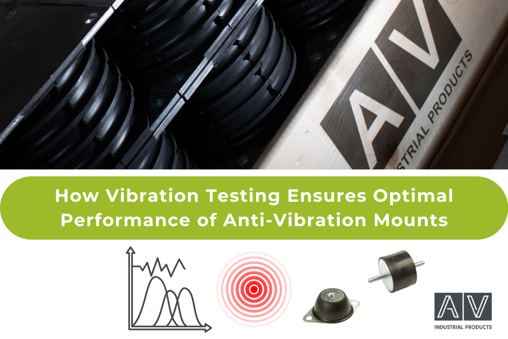 AV Industrial products logo with vibration testing frequencies and anti-vibration mountings