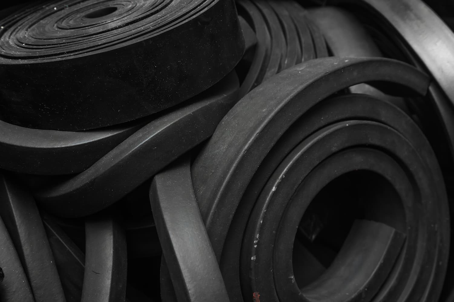Close up shot of rubber strips